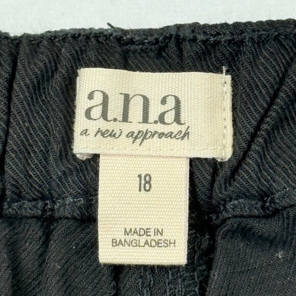 a.n.a Women's Highest Rise Elastic Back Waist Wide-Leg Black Pants Size 18 NWT - Picture 5 of 11